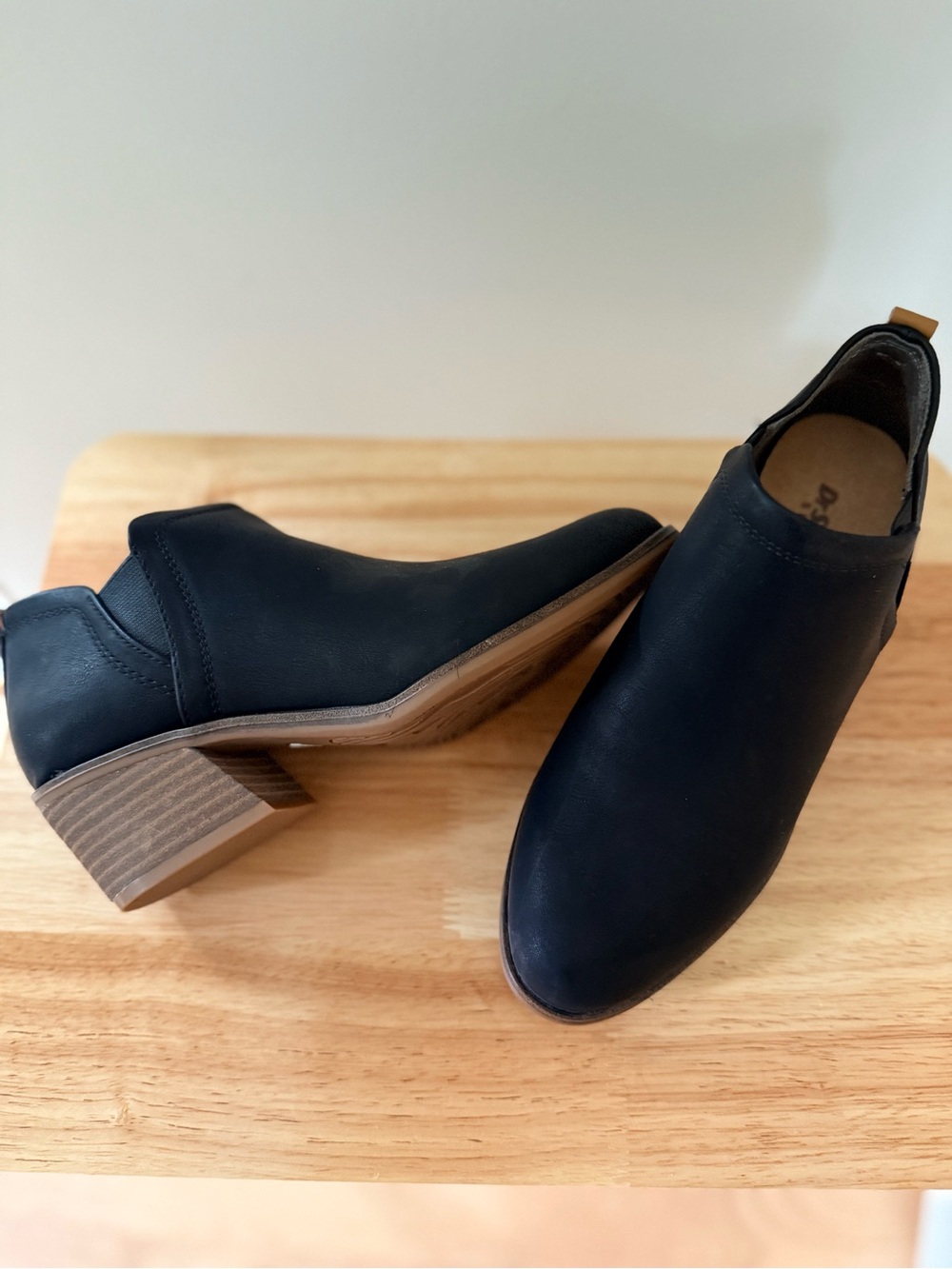 Dr. Scholl's Black Slip-On Block Heel Ankle Booties